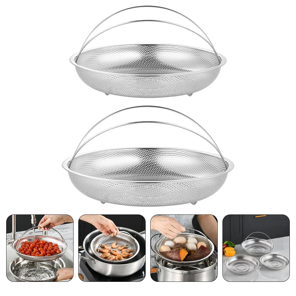 

2 Pcs Reusable Steaming Basket Pot Vegetable Steamer Handheld Convenient Kitchen Accessory