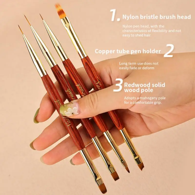 

Golden Uv Gel Polish Brushes Phototherapy Construction Pen Flower Painting Pen 3d Tips Nail Art Liner Brush Dual End Liner Brush