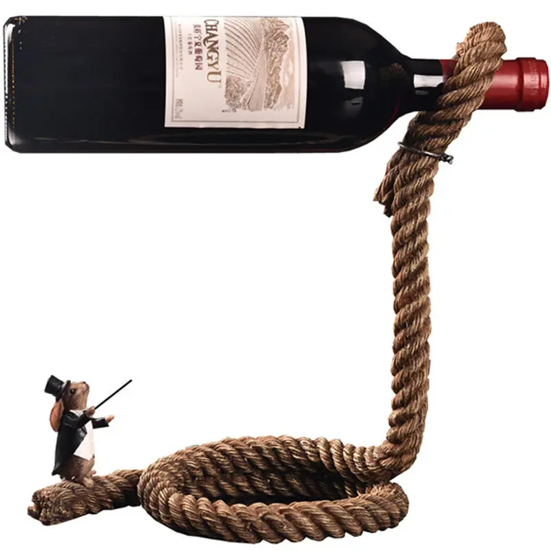 

Creative Rope Wine Rack Simple European Shelf Resin Crafts Home Soft Decoration Living Room Wine Cabinet Decoration