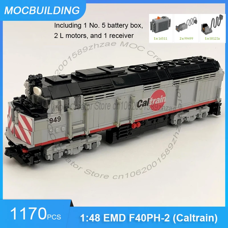 Масштаб 1:48 EMD F40PH-2 (Caltrain) MOC Конструктор из блоков для самостоятельной сборки Модель поезда Развивающие креативные игрушки Подарки 1170 деталей (art.: 3920dd281db33) - 3920dd281db33