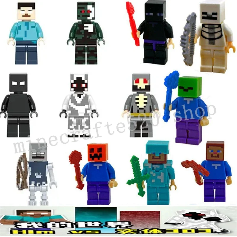 Фото Конструктор Minecraft, 6 шт., новинка, Мой мир, Хим, Сущность 303, Хищник, Увядший монстр из красного камня, Железный марионеточный человек, сборный блок своими руками №1