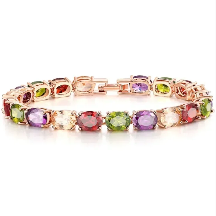 Высококачественный Женский браслет из розового золота с цирконием Мона Лизы