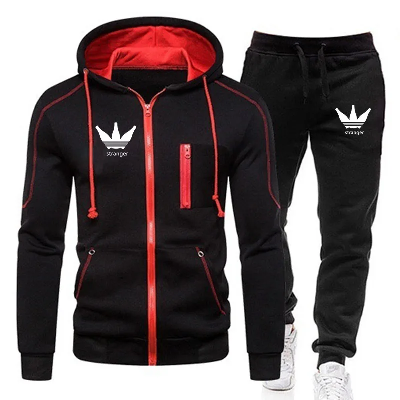 

Men's Fashion Sets Printed Hooded Hoodies+Pants Tracksuits Fleece Sweatshirt Jacket Sportswear Male Zipper Coat Oversized Suits