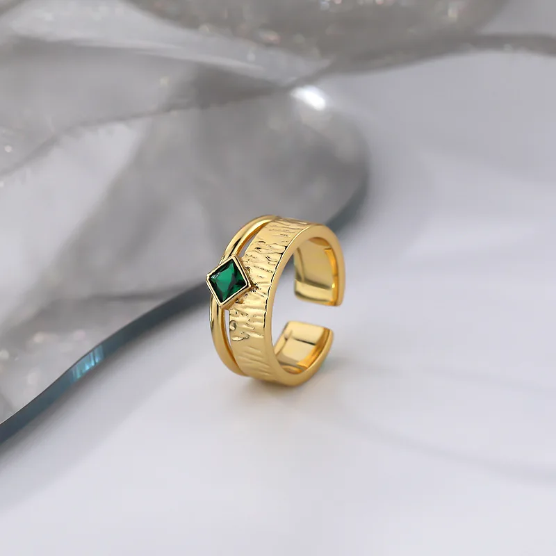 

Vintage Emerald Zircon Gold Plated Ring Luxury Women's Ring Couple's Ring Valentine's Day Jewelry Ring Gift