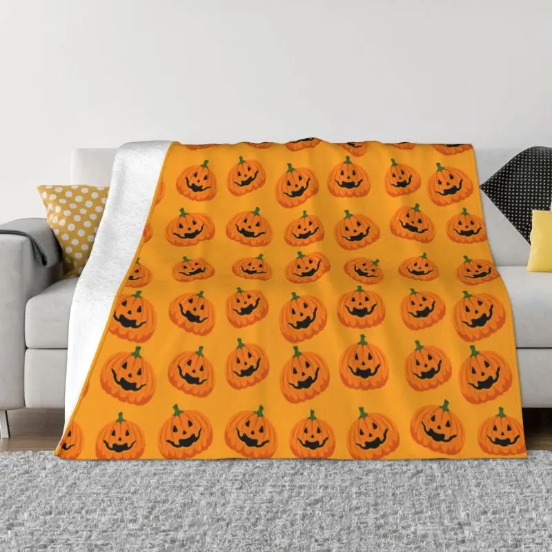 

Теплое флисовое мягкое фланелевое одеяло с рисунком тыквы на Хэллоуин, для кровати, дивана, машины, весны