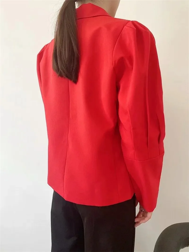 Garment Horn Sleeve Blazer Suit Women Solid Colors Single Breasted Office Blazer Casual Commute Suit 2023 New Fashion Warm Coats