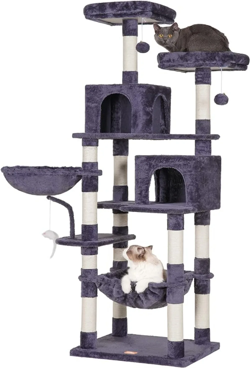 

Кошачье дерево, 70 дюймов высокая башня для кошек с игрушкой для больших кошек в помещении, домашняя мебель для кошек с мягким плюшевым окунем, уютный гамак