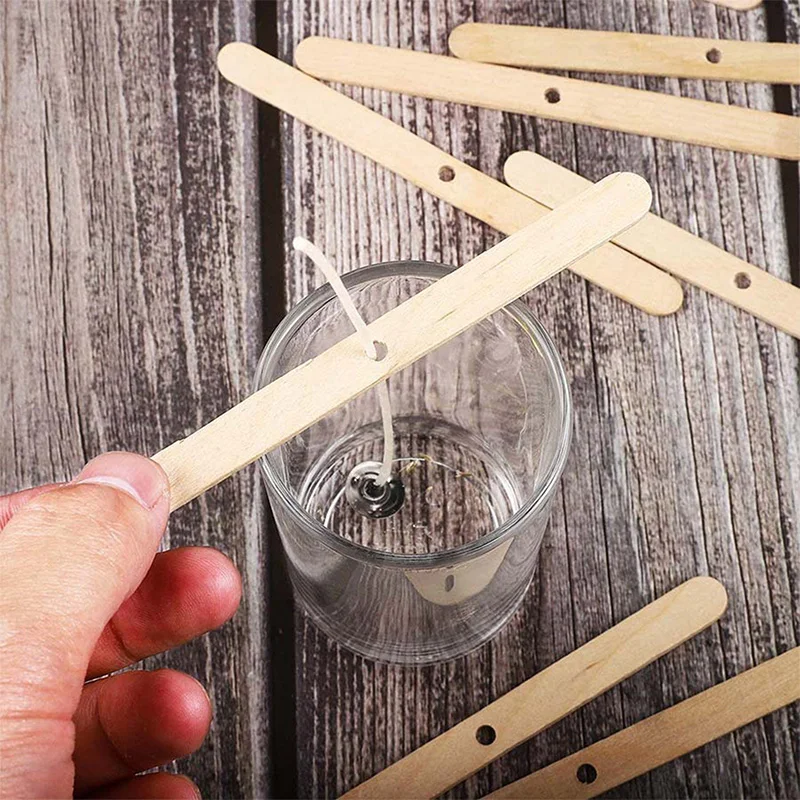 

100Pcs 10X114mm Natural Wood Candle Wicks DIY Candle Making Supplies Soy Parffin Wax Wick for Family Aromatherapy Making
