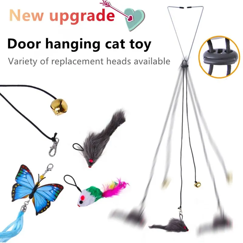 

150cm Hanging cat stick Cat Toy Retractable Hanging Door Type Funny Stick Bouncing Plush Mouse Cat Interactive Toy Pet Supplies