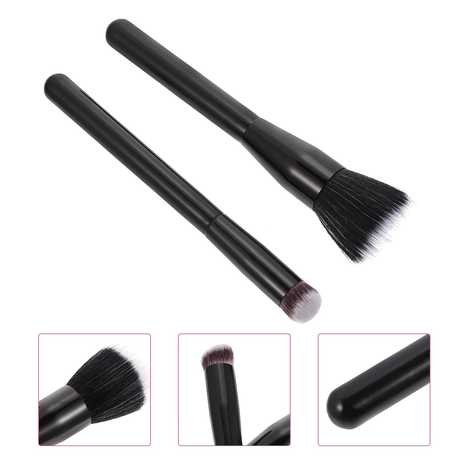 

Brush Foundation Makeup Face Blush Brushes Liquid Flat Tool Black Expert Blending Cream Head Handle Wooden Light Painted