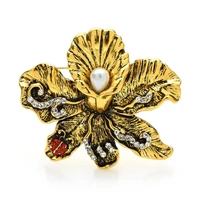 wulibaby vintage rhinestone flower brooches for women men beauty pearl flower party office brooch pin gifts