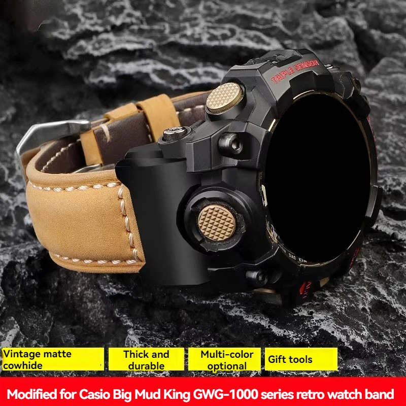 Ретро ремешок из воловьей кожи подходит для Casio GWG-1000/GB Mudmaster мужской сменный