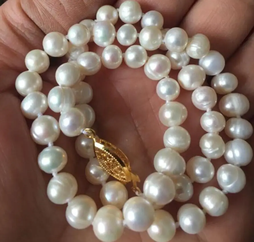 

6-7mm Real Natural White Freshwater Akoya Cultured Pearl Necklace 17inch (42cm))