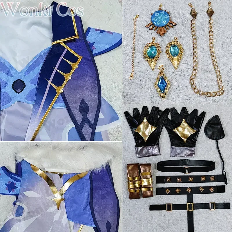 Костюм для косплея Kaeya парик синие длинные волосы полный комплект одежды ударов