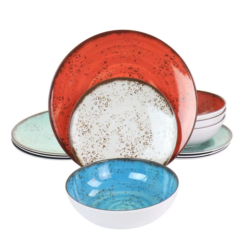 

Pryce 12 Piece Melamine Dinnerware Set is Assorted Colors