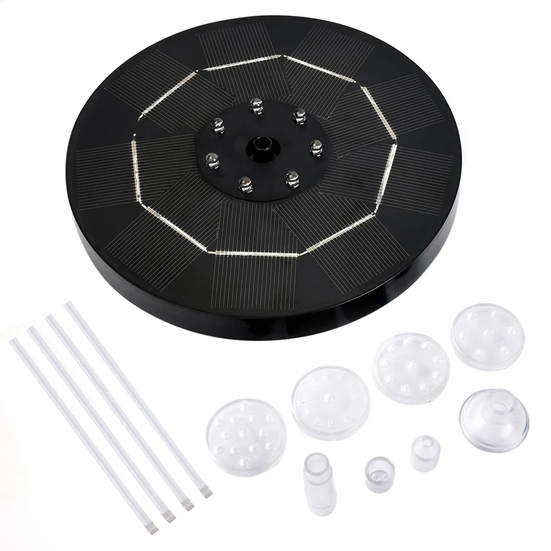 

Светодиодный фонтан на солнечной батарее 3,5 Вт для птичьей ванны, водяные фонтаны на солнечной батарее с 6 насадками, фонтан с насосом на солнечной батарее для украшения пруда