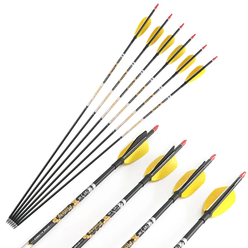 

V1 Archery Carbon Arrows with 3 Inch Turkey Feather ID4.2mm Shaft Nocks for Compound Recurve Bow Longbow Hunting 6pcs