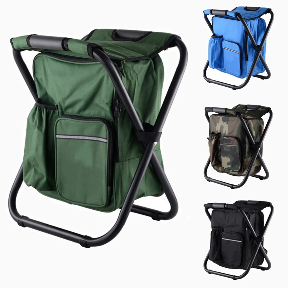 

HooRu Mini Camping Folding Stool Outdoor Beach Fishing Foldable Stool with Insulation Ice Bag Backpacking Picnic Travelling