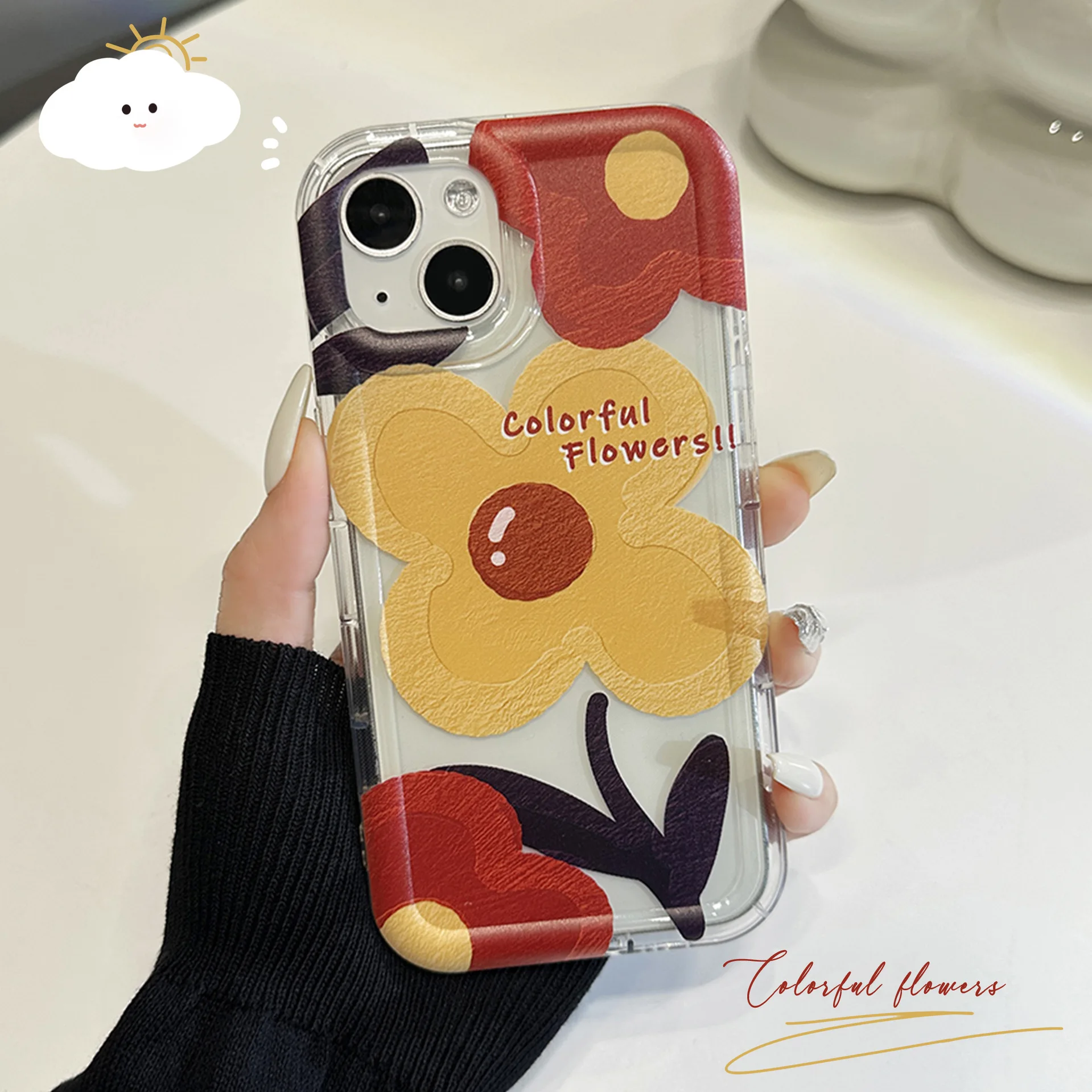 

Creative plant flower transparent mobile phone case for iPhone14 13 12 11 Pro Max 14Plus XR 7 8 Plus SE2 2020 airbag Soft shell