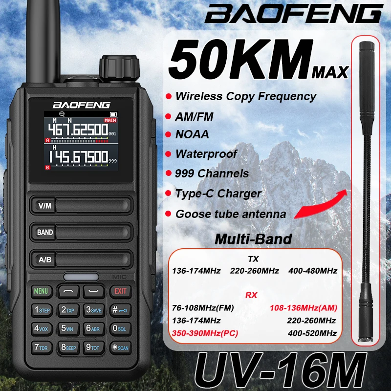 Портативная рация Baofeng с функцией измерения яркости AM FM Многодиапазонная