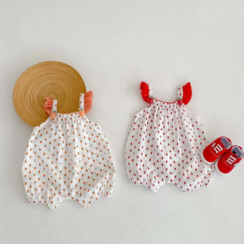 

Infant Girl Cute Loose Sleeveless Romper Kids Summer New Overalls Cotton Breathable Climbing Suit 0-24m Summer Clothes Onesie