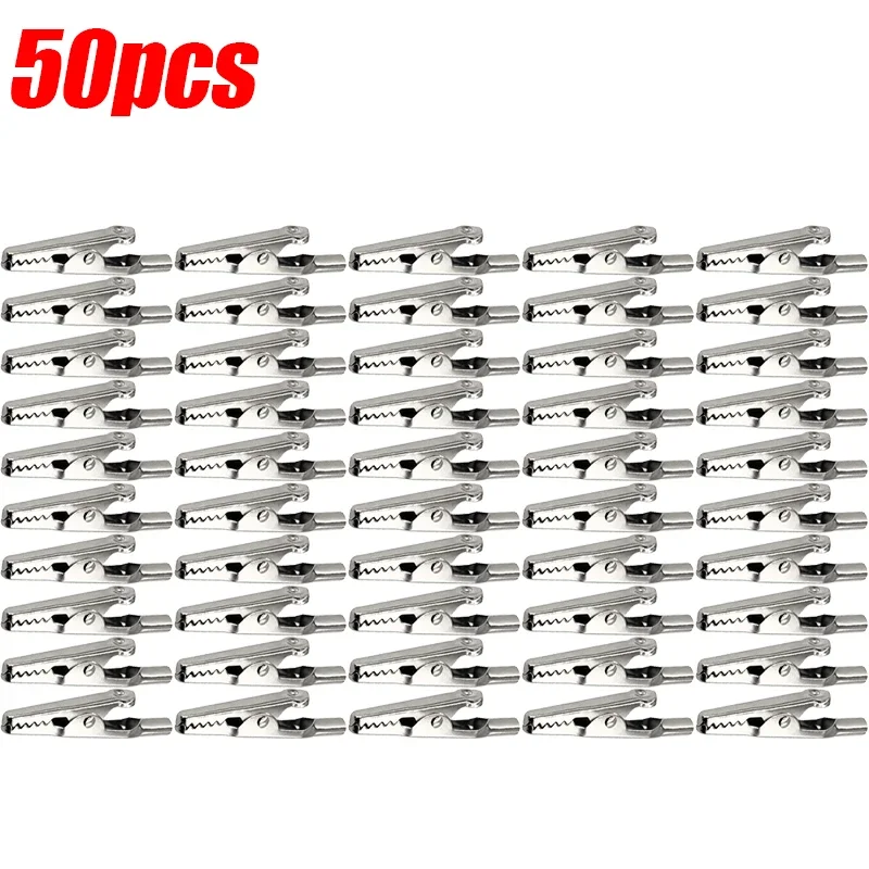 

1-50 шт., серебряный зажим «крокодил», металлические зажимы типа «крокодил», разъемы, электрические тестовые штифты, принадлежности, инструменты для крепления винта кабеля