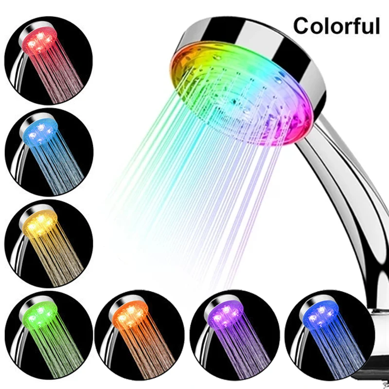 

LED Shower Head High Pressure Water Saving Flow with LED Light Colorful Rain Spray Nozzle Bathroom Accessories