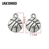 10pcs antique silver plated basketball charms pendants for jewelry making earrings bracelet diy handmade craft 14x11mm