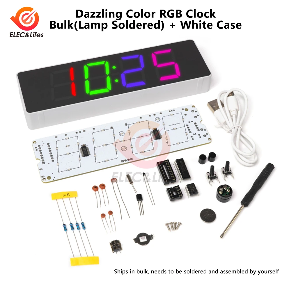 

Разноцветный набор «сделай сам», электронные часы, светодиодный комплект микроконтроллера, цифровые часы с датой, время, контроль температуры, термометр