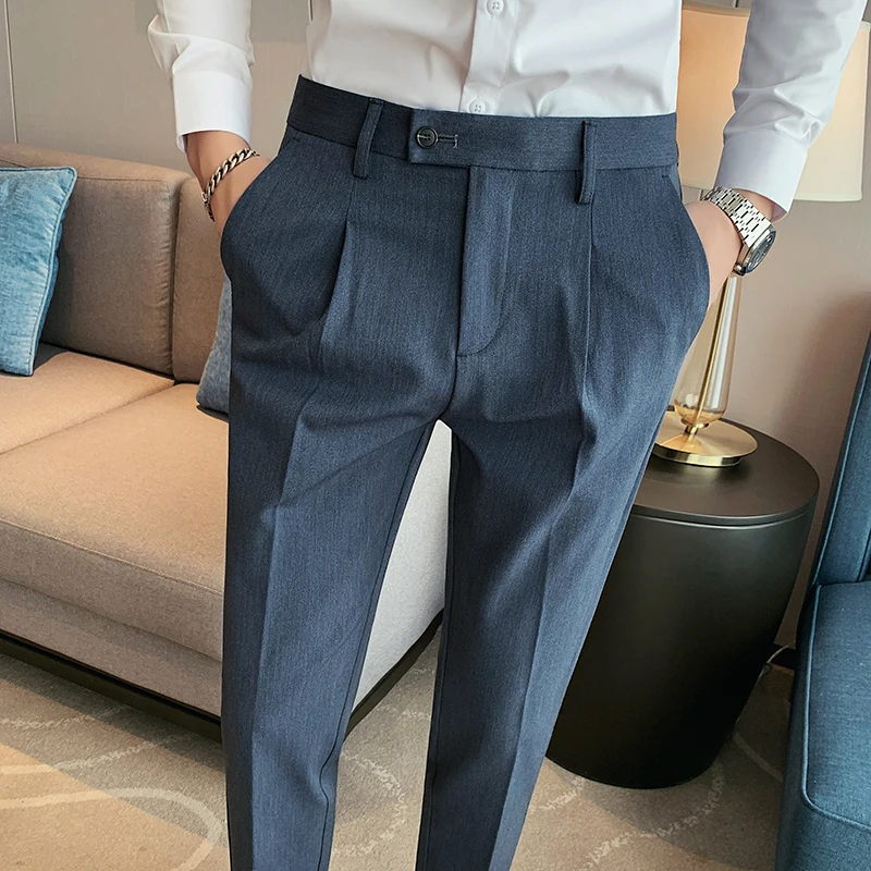 

2023 Brand Men's Trouser Spring Middle-Aged and Elderly Casual Men Trousers High-Waist Straight-Leg Man Trousers Father D184