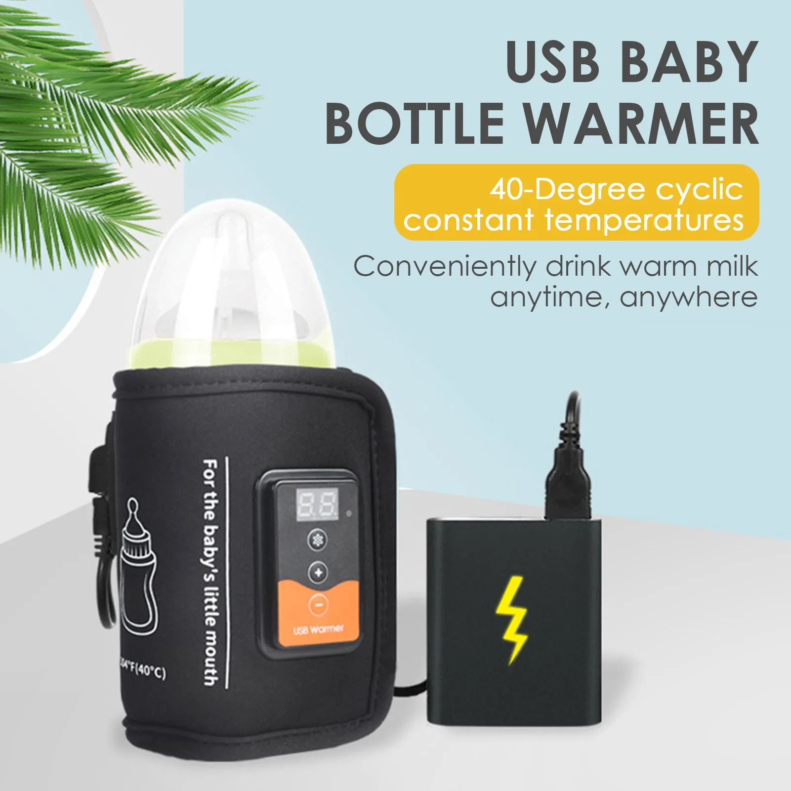 5V Milk Warmer Bottle Heating Keeper Smart USB Bottle Warmer Bag for Baby Care Water Nursing LCD Display Travel Bottle Heater