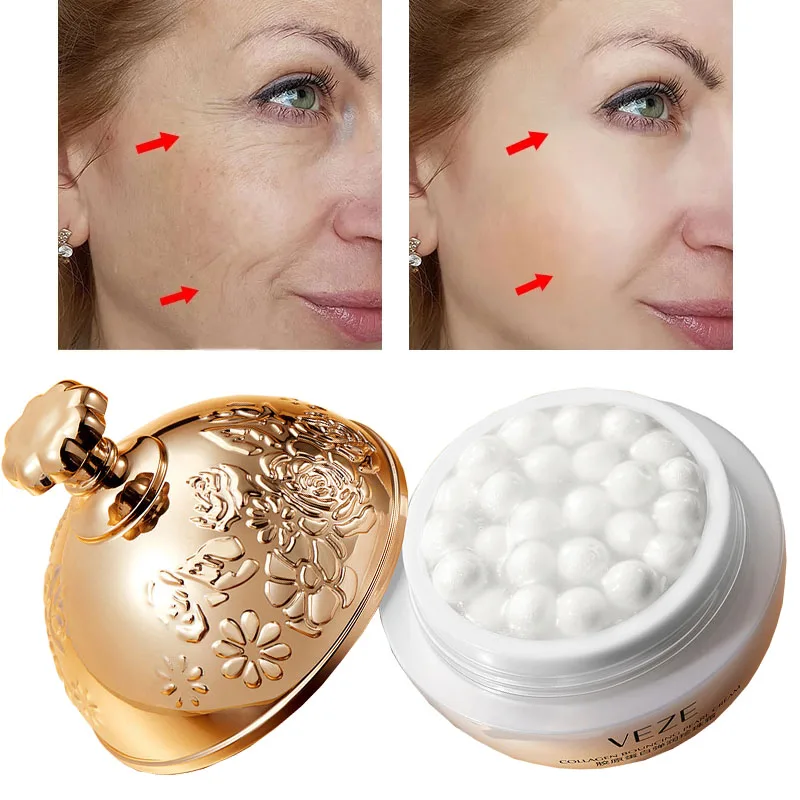 

Collagen Facial Care Pearl Cream Face Day Night Skincare Wrinkle Creams Anti Aging Moisturizing Brighten Whitening Nourish 30g P