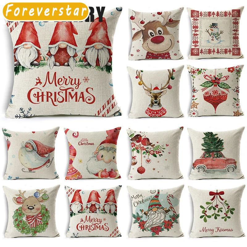 

Cartoon Pillow Case Decoration Christmas Gift Linen Cushion Cover Suitable For Car Sofa Pillowcase 45cm*45cm Funda Cojín