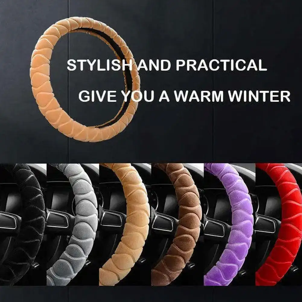 

Universal Soft 7Colors Warm Plush Car Steering Wheel Cover 37-39cm Comfort Interior Accessory For Winter
