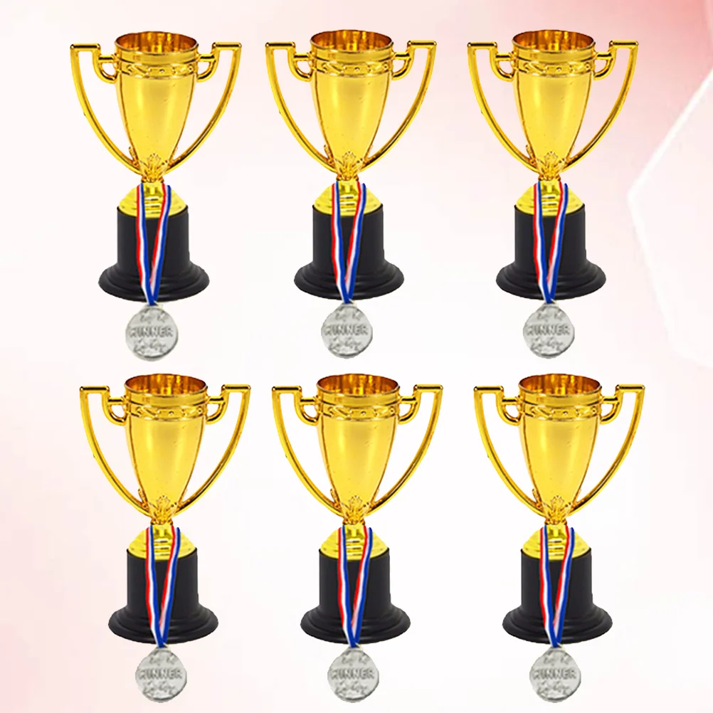 

Trophy Medals Trophies Award Gold Mini Cup Awards Set Winner Party Plastic Kids Toys Place First Golden Competition Favors Shiny