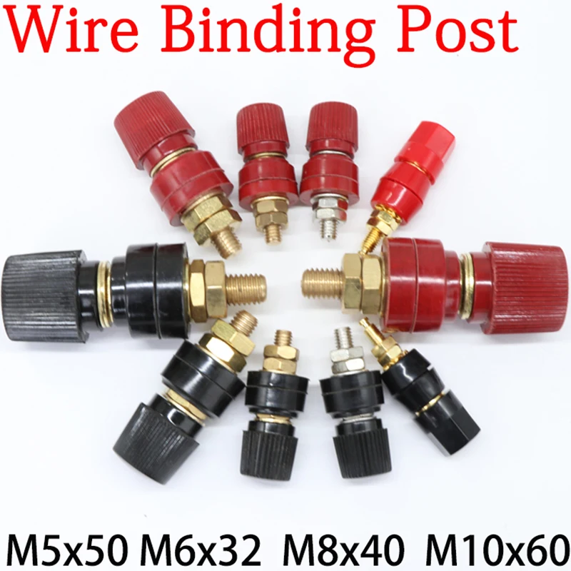 

Wire Binding Post Thread Screw M5 M6 M8 M10 Lithium Battery Weld Inverter Clamps Power Supply Connect Terminal Splice Black Red