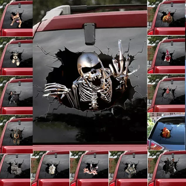 3D Скелет череп/курица/кошка/фотография стильная стена автомобиля фотография