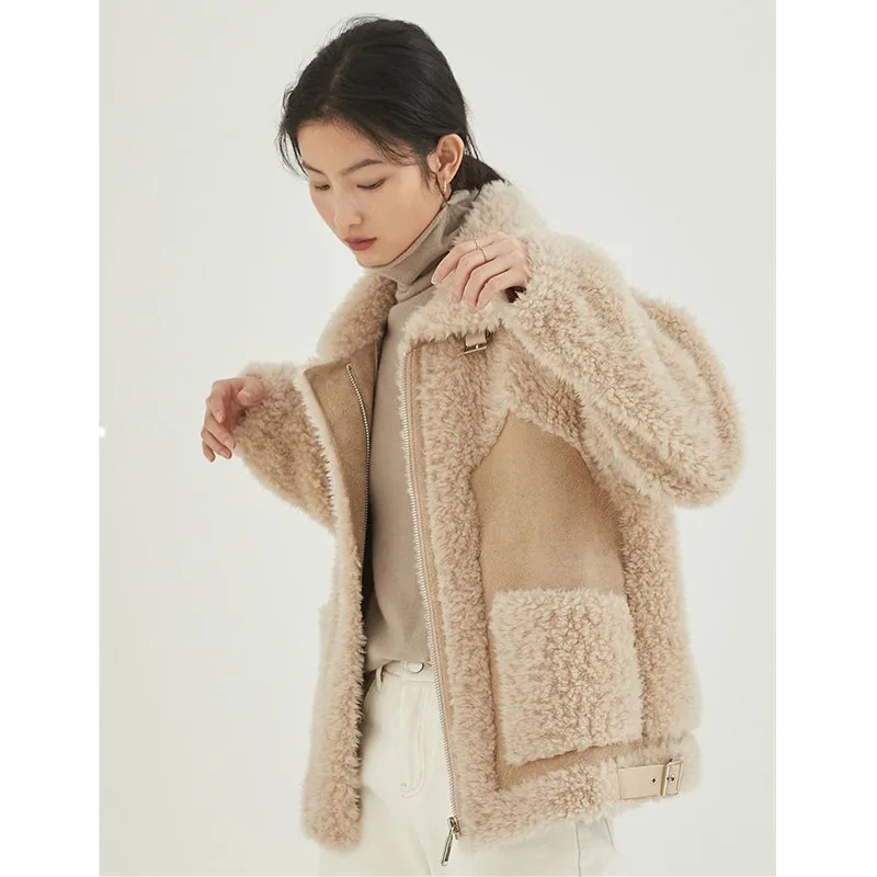 Sheep Sheared Coat Women's Autumn And Winter Short Fur Coat Small Stand Collar Lamb Wool Granular Fur Coat Thick Loose Tops