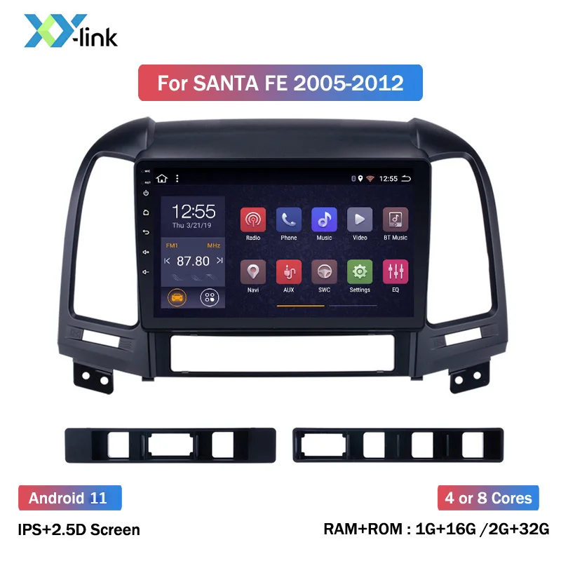Автомагнитола 1 Din, мультимедийный видеоплеер на платформе Android, GPS-навигатор для Hyundai Santa Fe 2 2006-2012, стерео аксессуары