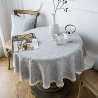 round tablecloth cotton fresh pastoral round lattice plain color round table cloth household coffee dinning table decoration
