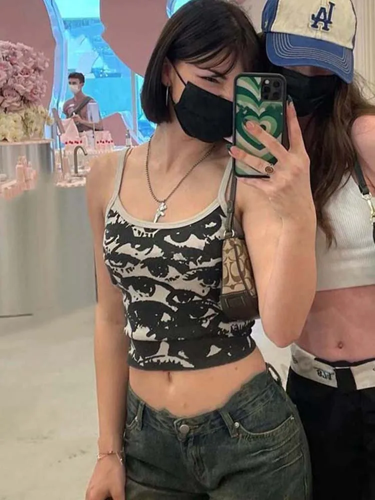 Футболка женская с коротким рукавом короткий топ принтом в готическом стиле