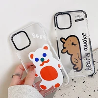 cartoon couple cute silicone soft cover for iphone 13 11 12 mini pro max white bear funny case for iphone xs max x xr 8 7 plus