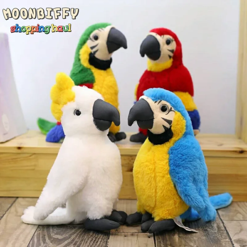 

25cm Plush Toys Lifelike Parrot Soft Simulation Psittacidae Macaw Stuffed Toy Cute Wild Animals Birds Dolls Children Kids Gift