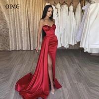 oimg red mermaid long prom dresses sweatheart beads side slit party evening gowns women special occasion dress robe de soiree