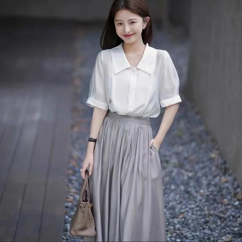 

Fashion Suit Matching Women's Clothing2022Adult Lady like Woman Lightly Mature Fashion Suit Skirt High Sense Summer Clothes Two-