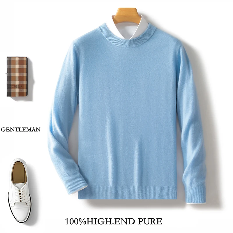 Осенне-зимний новый свитер из 100% чистой мериносовой шерсти мужской вязаный