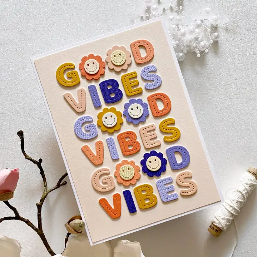 Новые ремесленные металлические штампы для резки форма Good Vibes письмо скрапбук