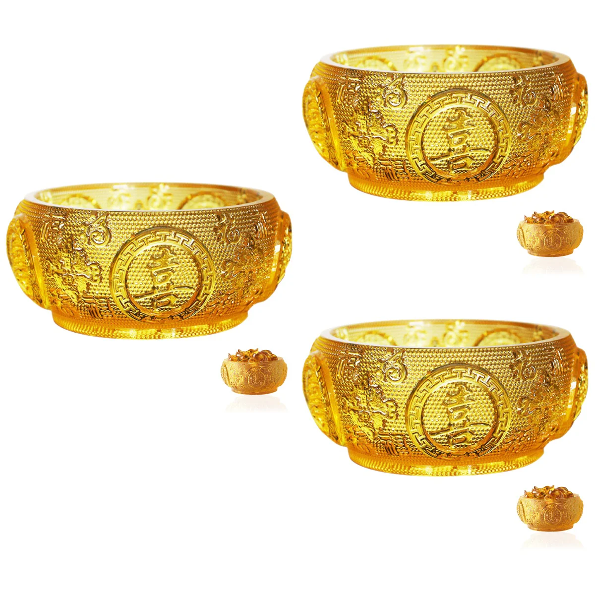 

3pcs Chinese Style Furnishing Ornament Tabletop Empty Crystal Cornucopia Decor