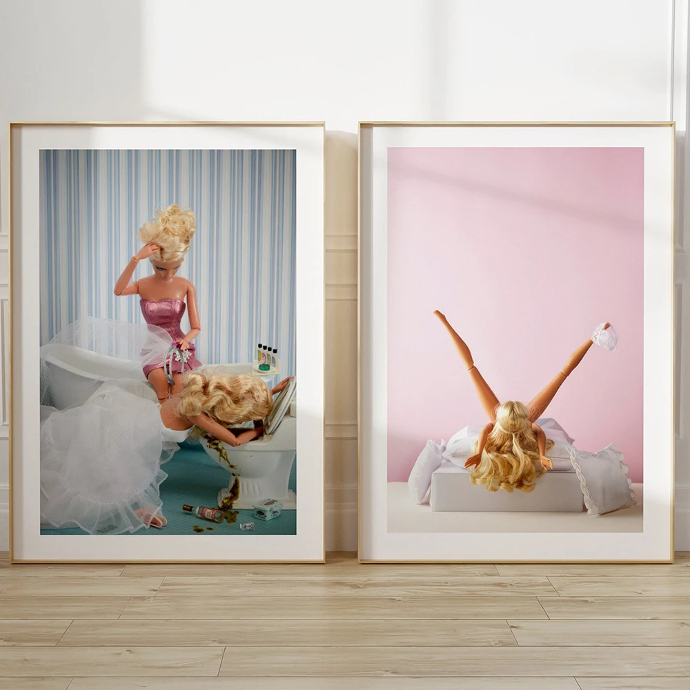 Модные настенные постеры Y2K в стиле преппи розовая Барби девушка Картина на