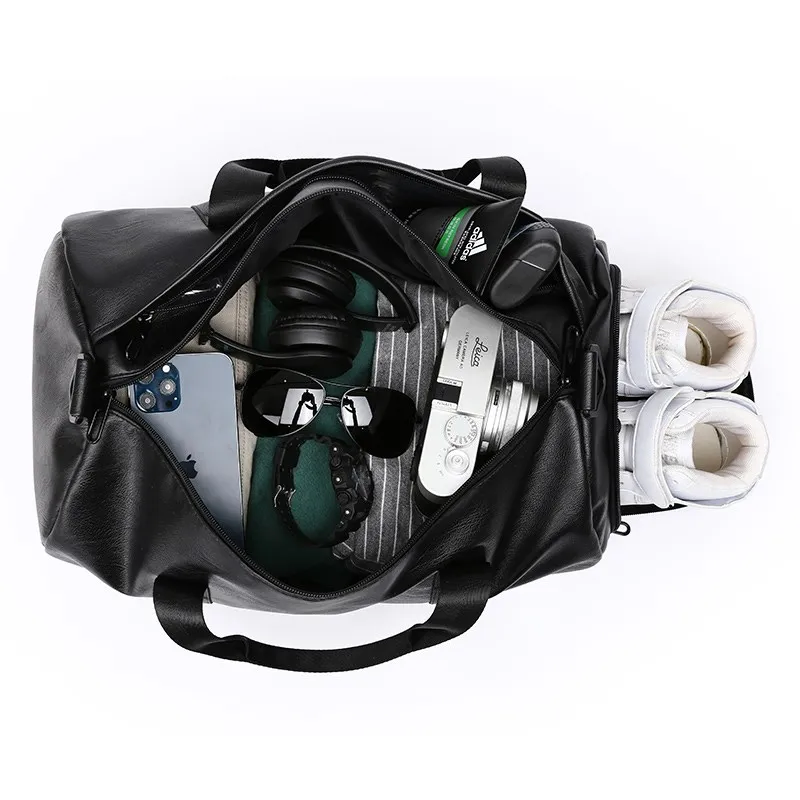 Leather Travel Bag Handbag Duffle for Men Waterproof Large Capacity Portable Shoulder Business Traveling Luggage Tote Male